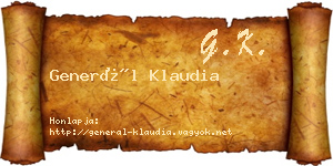 Generál Klaudia névjegykártya